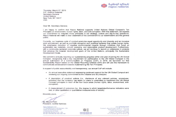 Napco National Joins UN Global Compact as a Signatory Member